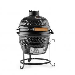 Princesize Kamado-Grill Barbecue en céramique Barbecue fumoir BBQ | Grille en acier inoxydable | Pour griller, cuire à feu doux, fumer ou cuire au four | Thermomètre jusqu'à 425 °C |  châssis en acier inoxydable