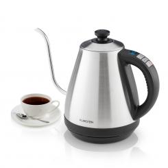 Garcon kettle | Power: 1800 - 2000 Watt | Capacity: 1 litre | Keep-warm function up to 95 °C | Temperature setting accurate to the degree from 40 °C - 100 °C | Gooseneck spout | Stainless steel