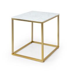 White Pearl I, kavna mizica, 50 x 50 x 50 cm (Š x V x H), marmor, zlato/bela