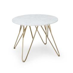 Round Pearl, kavna mizica, 55 x 45 cm (Ø x V), marmor, zlato/bela