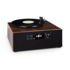 auna Connect Vinyl Cube giradischi 40W max. internet/DAB+/FM USB marrone
