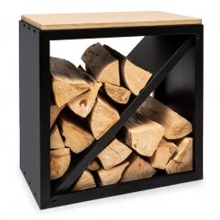 Firebowl Kindlewood S Black Meuble de rangement pour le bois et banc 57x56x36cm Bambou Zinc