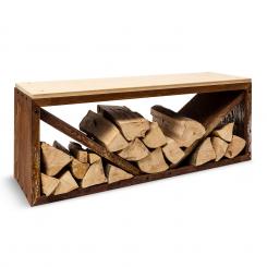 Firebowl Kindlewood L Rust Meuble de rangement pour le bois et banc 104x40x35cm Bambou Zinc