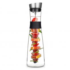 Glaswerk Sile Karaffe Glaskaraffe Wasserkaraffe | 1,6 Liter | Borosilikatglas | Fruchtspieß mit Stopper | Edelstahldeckel | Silikongriff
