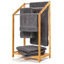 Закачалка за кърпи, 3 лоста за кърпи, 51х86х31см., стъпаловиден дизайн, бамбук