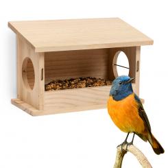 Casa comedero para pájaros | <b>Estación comedero para pájaros</b> | Se puede utilizar todo el año | Material: madera no tratada | Cuerda colgante