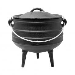 Beefalo Potjie Pot casserole sud-africaine | sur les grilles de charbon de bois, de feu ou de gaz | forme : ronde | avec couvercle et 3 pieds | en fonte | taille S : 3 litres