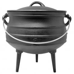 Beefalo Potjie Pot casserole sud-africaine | sur les grilles de charbon de bois, de feu ou de gaz | forme : ronde | avec couvercle et 3 pieds | en fonte | taille L : 8 litres