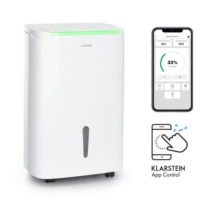 Klarstein DryFy Connect 30 Luftentfeuchter, WiFi, 30 l/Tag, 25-30m², weiß 30l/24h