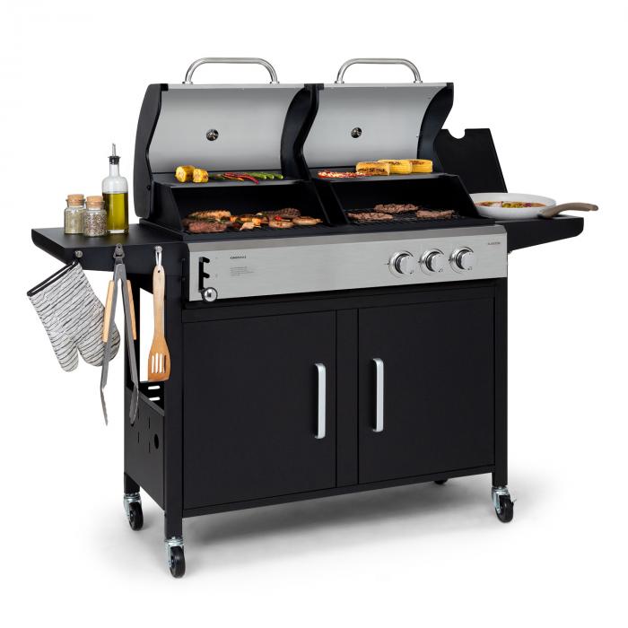 Kingsville Combination Grill Gas + Coal 8.1kW 2 + 1 Burner Height Adjustable