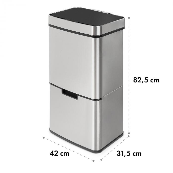 Touchless Mülleimer Sensor-Mülleimer, 72 Liter Volumen in 4 Behältern: 43  & 2 x 12,5 Liter, automatisches Öffnen und Schließen, Müllbeutelhalterung