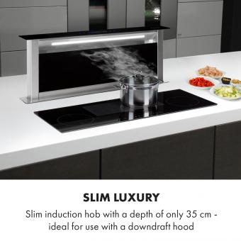 Slim depth induction hob outlet