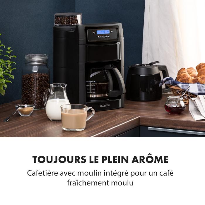 Klarstein Aromatica II Duo Machine à café broyeur intégré 1,25L 10 tasses -  noir Verseuses verre & thermos