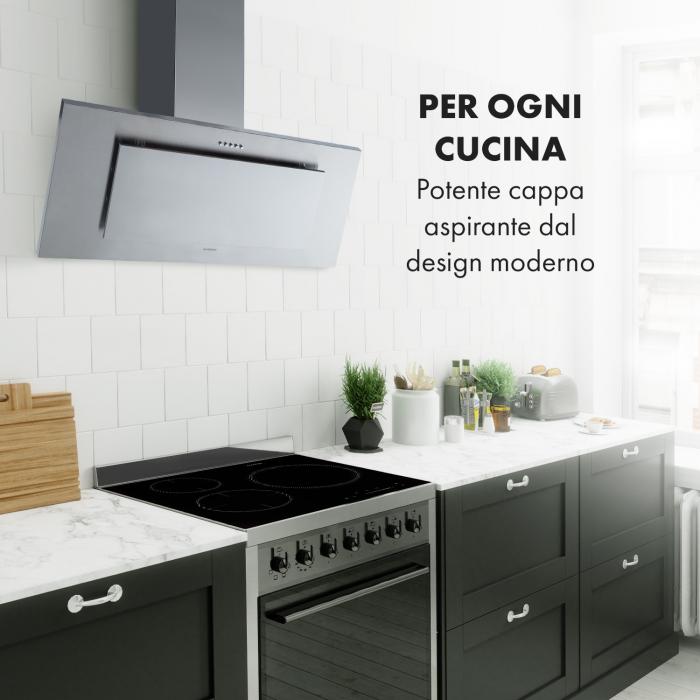 CAPPA cucina a parete 90 cm ASPIRANTE o FILTRANTE inox 720m³/h MADE IN  ITALY
