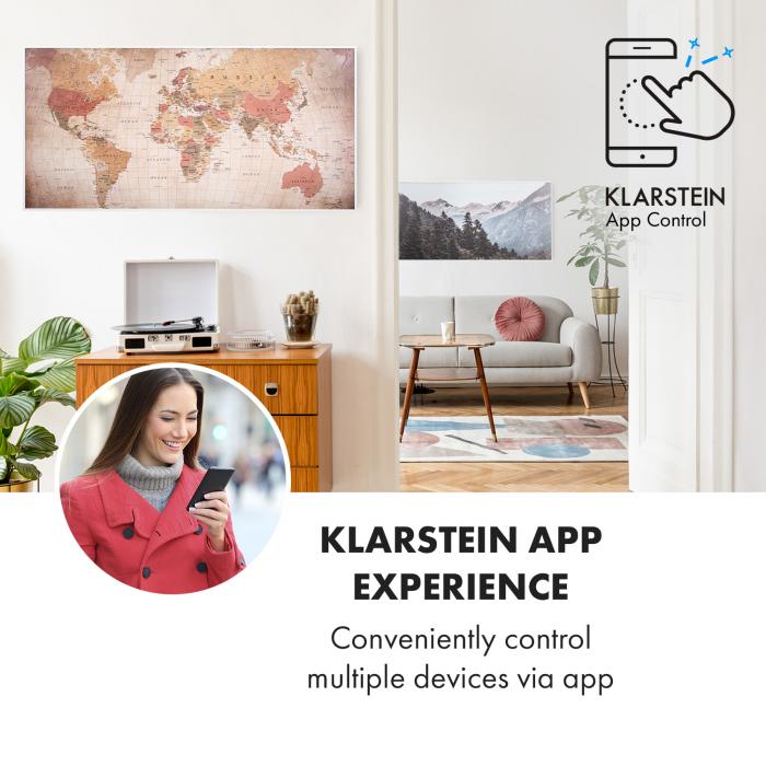 Klarstein Air Art Smart Infrared Heater 120x60cm 700W App World 120 x 60 cm  / design: world map