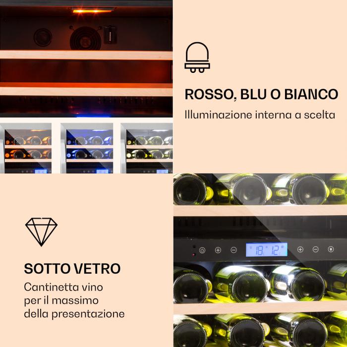 Vinovilla 43 Built-In Duo Cantinetta vino a due zone 129l 43 bott. 3 colori  anta in vetro 43 bottiglie, 2 zone di raffreddamento