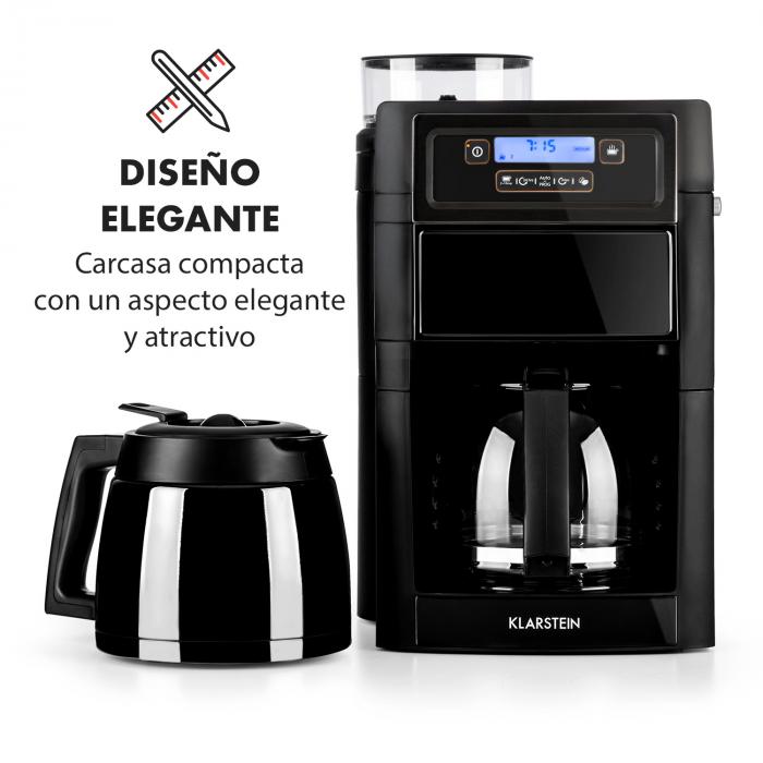 Klarstein Aromatica II Thermo Cafetera Molinillo de café integrado 1,25 L  Plateado Jarra térmica