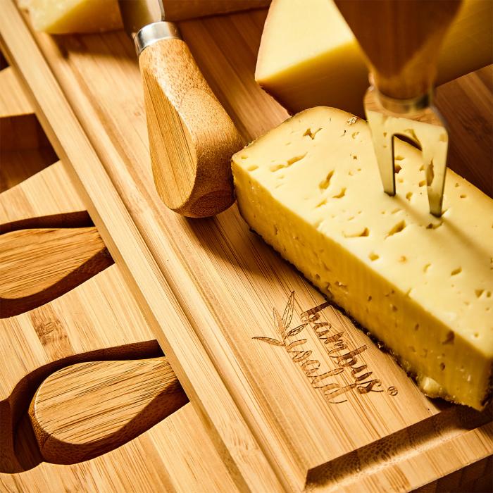Plateau à fromage XXL avec tiroir à couverts 34 x 4,5 x 34 cm (LxHxP)