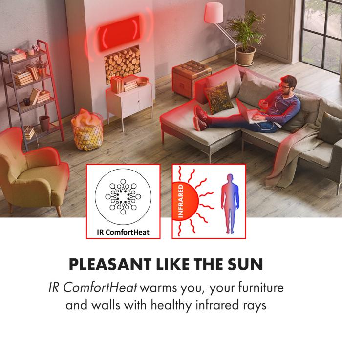 Wonderwall Smart Infrared Heater Electric Heater | 60 x 120 cm | 720W | IR  ComfortHeat | WiFi: App control | wall installation | ideal for allergy  sufferers: no dust whirling up | noiseless | thermost 720 W