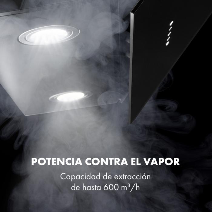 Klarstein Alina Campana extractora de 90cm 600 m³/h Pantalla led Luz de  ambiente Negra 90 cm