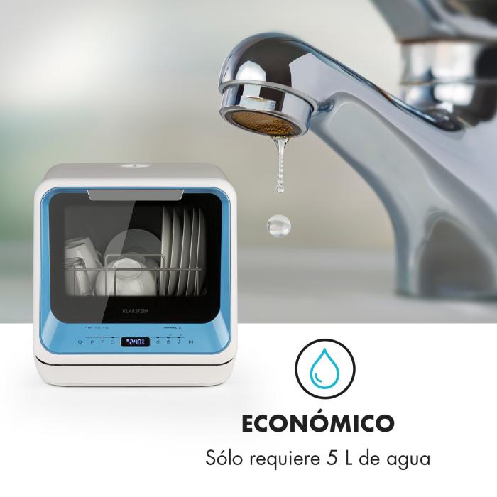 Mini lavavajillas de sobremesa Oceana, EEK - F, 125 kWh/año, 2 servicios, independiente, sin instalación, lavado 360°, 6 programas, 58dB, controltáctil, consumo de agua: 6 litros